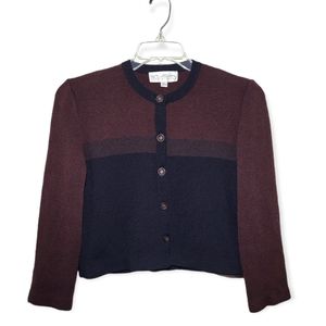 ST. JOHN Collection Knit Cardigan Black Brown Medium